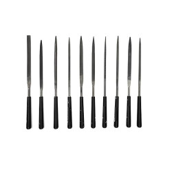 Precision Needle File Set of 10 Pcs, Size 3x140cm, for Metal Glass Stone Jewellery Wood Carving Craft Tool (Black finish)