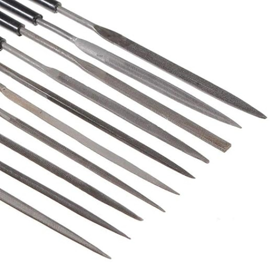 Precision Needle File Set of 10 Pcs, Size 3x140cm, for Metal Glass Stone Jewellery Wood Carving Craft Tool (Black finish)