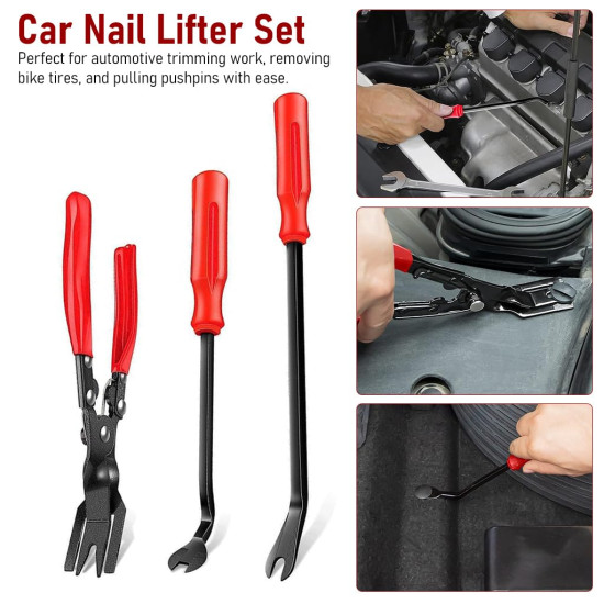 3 Pcs Clip Pliers Set & Fastener Remover – Heavy Duty Auto Upholstery Repair Tool Kit with Storage Bag for Car, Panel, Dashboard, Plastic Fasteners 3 Pcs Clip Pliers Set & Fastener Remover – Heavy Duty Auto Upholstery Repair Tool Kit with Storage Bag for Car, Panel, Dashboard, Plastic Fasteners