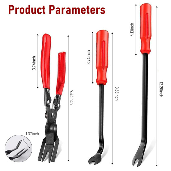 3 Pcs Clip Pliers Set & Fastener Remover – Heavy Duty Auto Upholstery Repair Tool Kit with Storage Bag for Car, Panel, Dashboard, Plastic Fasteners 3 Pcs Clip Pliers Set & Fastener Remover – Heavy Duty Auto Upholstery Repair Tool Kit with Storage Bag for Car, Panel, Dashboard, Plastic Fasteners
