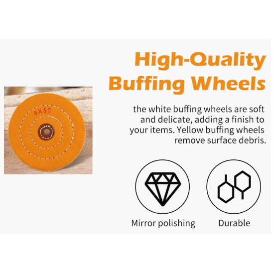 6 Inch Buffing Wheel for Bench Buffer, Pack of 1 Polishing Wheel for Bench Grinder with a 1/2" Centre Arbor Hole