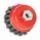 3" Twisted Wire Wheel Knotted Cup Brush for Removing Rust, Paint and Polishing - RED