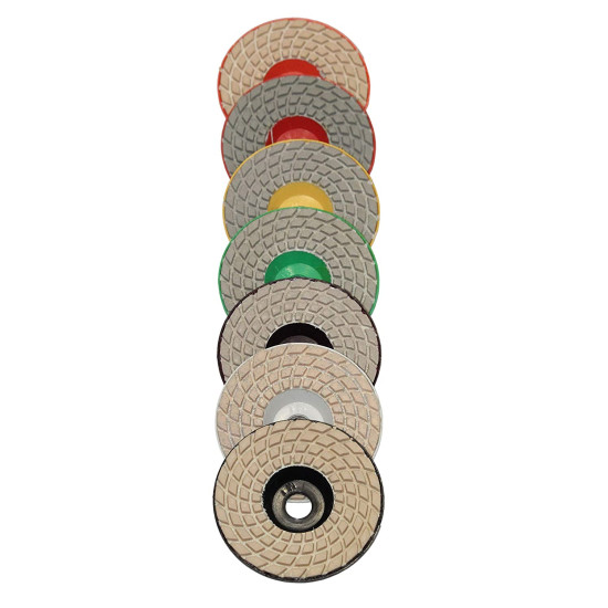 4" Diamond Polishing Pads for Glass Granite Marble Concrete Stone Wet/Dry Grit# 0-6 7Pc Glass Grinding Tools Glass Polisher
