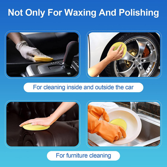 4 inch Wax Foam Applicator Pad, Car Polishing and Waxing Sponge, Cleaning and Car Washing Soft Sponge, Round Shaped Pressing Foam Sponge (Pack of 4)
