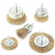 5pcs Crimped Brass Coated Wire Wheel Cup Brush Set for Removing Rust, Paint and Polishing 1/4-Inch Shank
