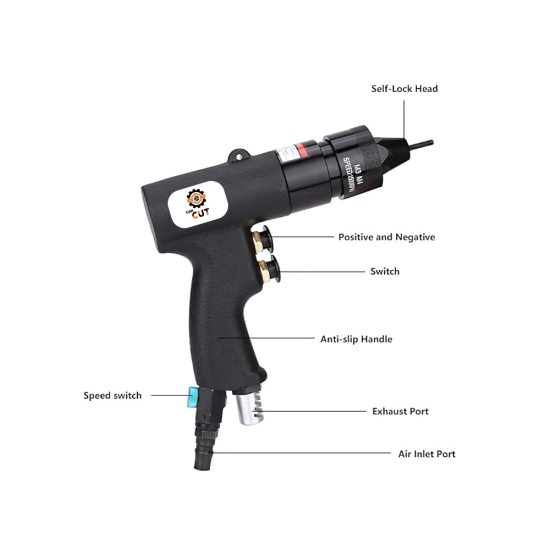 Pneumatic Rivet Nut Gun, Air Rivet Nut Pull Setter Tool with 3 Quick-Change Nose Pieces (M6, M8, M10) | Ergonomic Shockproof Design, Heavy-Duty Industrial Rivnut Tool