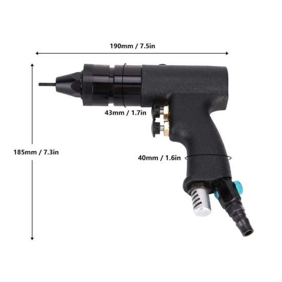 Pneumatic Rivet Nut Gun, Air Rivet Nut Pull Setter Tool with 3 Quick-Change Nose Pieces (M6, M8, M10) | Ergonomic Shockproof Design, Heavy-Duty Industrial Rivnut Tool