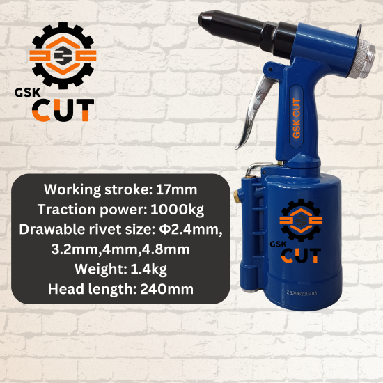 Heavy Duty 2.4 to 4.8mm Hand Riveter Tool - Ergonomic Rivet Gun with 5 Nosepieces & Durable Handle for Aluminium, Steel, and Stainless Steel Rivets - Ideal for DIY, Automotive, and Home Repairs