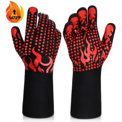 BBQ Gloves-Protective Grill Mitts, 1472℉ Heat Resistant Grilling Gloves, for Grill, Baking, Fireplace, Boiling