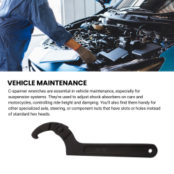Adjustable C-Hook Spanner Wrench 35-75mm Pin Spanner - CRV Steel Round Head Wrench for Vehicle & Machinery Maintenance