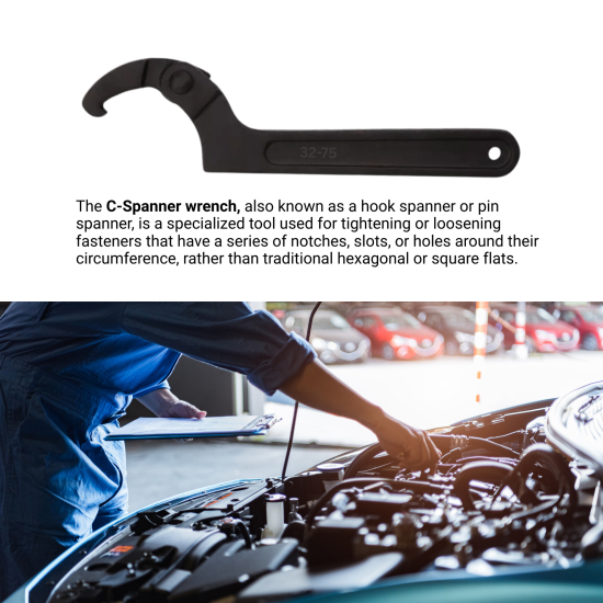 Adjustable C-Hook Spanner Wrench 35-75mm Pin Spanner - CRV Steel Round Head Wrench for Vehicle & Machinery Maintenance Adjustable C-Hook Spanner Wrench 35-75mm Pin Spanner - CRV Steel Round Head Wrench for Vehicle & Machinery Maintenance