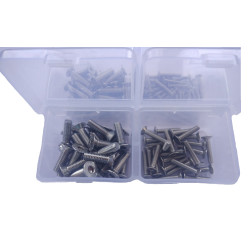 Stainless Steel Grade 202 Allen CSK Bolt/Screws 100 pcs, M3/M4/ M5/M6 X 20mm Length Bolt Set Kit