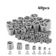 60Pcs SS Wire Thread Insert Metric M3 M4 M5 M6 M8 M10 M12 Helicoil Thread Repair Kit with Plastic Box - Silver