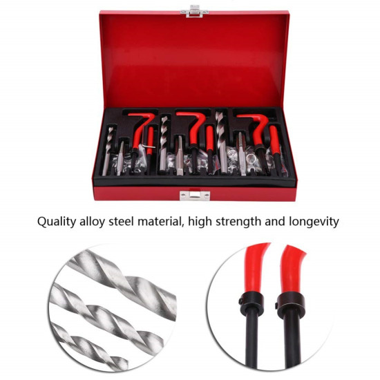 88Pcs Metric Thread Repair Tool Kit HSS Drill Bits Taps Threaded Inserts Installation Tool and Tang Break-Off Tool Set for Repairing M6 M8 M10 Internal Screw Holes