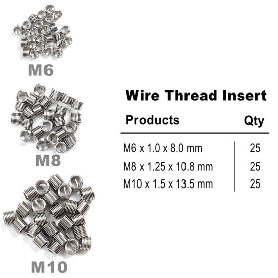 88Pcs Metric Thread Repair Tool Kit HSS Drill Bits Taps Threaded Inserts Installation Tool and Tang Break-Off Tool Set for Repairing M6 M8 M10 Internal Screw Holes