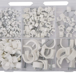 Assorted Circle Cable Nail Clips Set (White, 250-Pieces)