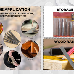 8 Pack of File Set with Interchangeable Plastic Handles for Wood and Metalworking Multi-function Knife Sharpening Steel (Steel)