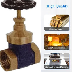 Metal Gate valve full brass with wheel high quality Durable Two-way Flow Manual Rotary Sluice Valve for Mechanical Equipment Industrial Household Use (1/2'') 15mm