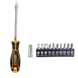 12 in 1 Flexible Shaft Screwdriver with Bit Set with Flexible Shaft Hose Clamp Driver, Household Repair Tool Kits for Bike