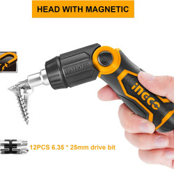 13-in-1 Folding Ratchet Screwdriver Set 3-Position Ratchet Multi-bit Screwdrivers Set with 12 Magnetic Bits Phillips Slotted Pozi 