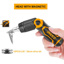13-in-1 Folding Ratchet Screwdriver Set 3-Position Ratchet Multi-bit Screwdrivers Set with 12 Magnetic Bits Phillips Slotted Pozi 
