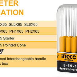Ingco 9 Pcs Interchangeable Screwdriver Set Replaceable Multifunction Screw driver Set AKISD0901