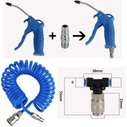 Air Blow Gun Kit Air Duster Cleaning Nozzle Blow Spray Tool Kit with 5 Meter Long Coil PU Air Hose