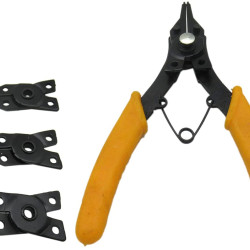 4 in 1 Snap Ring Pliers Set Heavy Duty Internal / External Circlip Pliers Kit with Straight / Bent Jaw Circlip Retaining Clip + 4 Interchangeable Tips