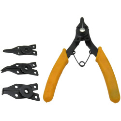 4 in 1 Snap Ring Pliers Set Heavy Duty Internal / External Circlip Pliers Kit with Straight / Bent Jaw Circlip Retaining Clip + 4 Interchangeable Tips