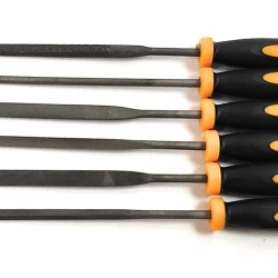 6 Piece Needle File Set 140mm / 5.5 inch with Handle, for Metal Wood Carving Glass Jewelry Engraving Hobby Crafts Tool