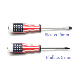 6mm Phillips & Slotted Screwdriver Flag Pattern Handle in Single Screwdriver