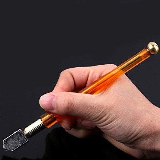 Glass Cutter Tool, 2mm-12mm Metal Handle Pencil Style Oil Feed Carbide Tip Glass Cutter