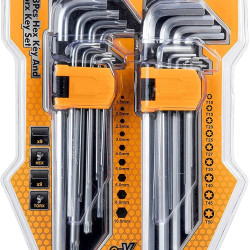 Hex Key Wrench, Torx Wrench Set, L-Shaped Wrench, Set of 18, Hex & Torx Wrench Set