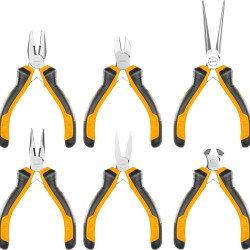 6Pcs Mini Pliers Set 4.5" Diagonal Cutting, Needle Nose, Long Nose, Flat Nose, End Cutting, Combination Pliers For Jewelry beading and DIY Kit 