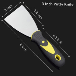 Putty Knife Set with Soft Rubber Handle for Drywall, Putty, Decals, Wallpaper, Baking, Patching and Painting (3inch, 4inch Wide)