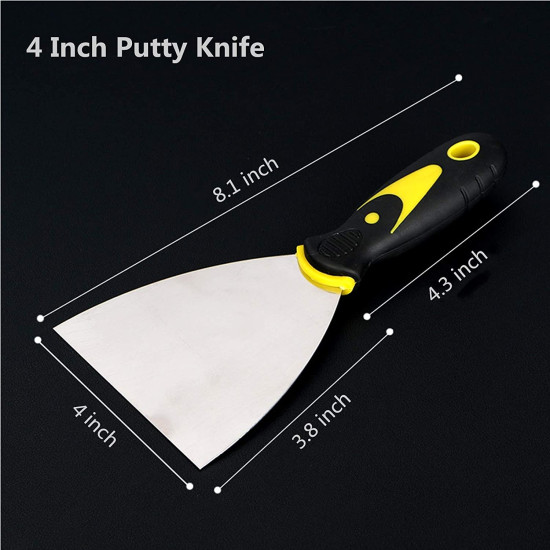 Putty Knife Set with Soft Rubber Handle for Drywall, Putty, Decals, Wallpaper, Baking, Patching and Painting (3inch, 4inch Wide)