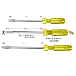 Striking screwdriver (8x150, 8x200, 8x250 mm) - Set of 3 Pieces, Yellow