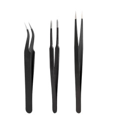 GSK Cut® 3 PCS Precision Tweezers Set, Upgraded Anti-Static Stainless Steel Curved of Tweezers, for Electronics, Laboratory Work, Jewelry-Making, Craft, Soldering