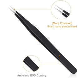 GSK Cut® 3 PCS Precision Tweezers Set, Upgraded Anti-Static Stainless Steel Curved of Tweezers, for Electronics, Laboratory Work, Jewelry-Making, Craft, Soldering