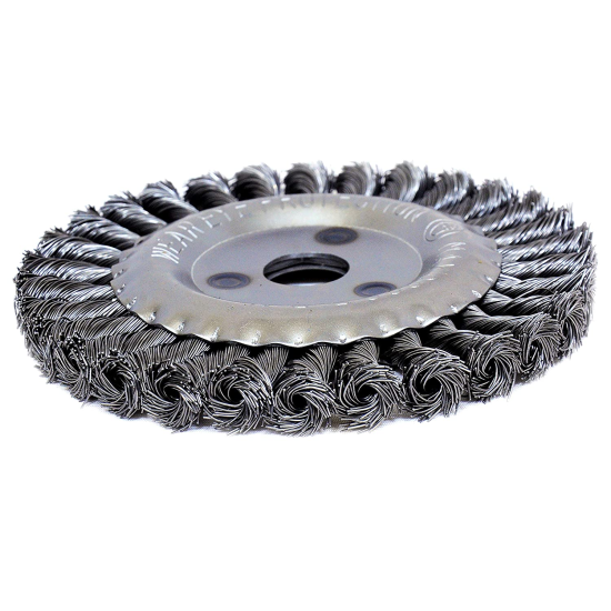 125mm Angle Grinder Knotted Wire wheel brush for weld seam / cleaning and polishing accessories and other heavy duty scrubbing jobs. 