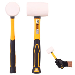 Professional Rubber Mallet White Hammer Fiberglass Handle Ergonomic Comfortable Grip Handle, for Camping, Travelling, Construction, Woodworking, Total Weight – 450 GM