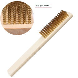 4 PCS Wooden Handle Wire Brush , Wire for Cleaning Welding Slag and Rust