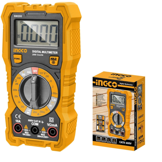 Digital Multimeter, 2000 Counts LCD with Backlight, Low Battery Indication Multimeter for Measures AC/DC Voltage, DC Current, Resistance, Battery and Diode Test