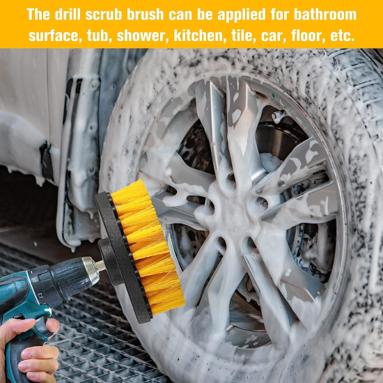 Drill Brush Attachment, Scrubber Brush for Drill, Power Cleaning Kit for Carpet, Car Detailing, Bathroom Surface, Upholstery, Grout, Tiles, Sinks, Shower, Boat, Corner