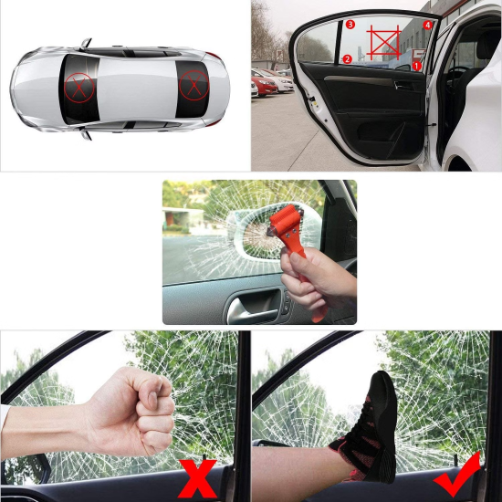ACEBON Car Safety Hammer Emergency Escape Tool, 2-in-1 Seatbelt Cutter and  Window Breaker Life-Saving Emergency Essentials (Black