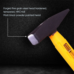 GSK Cut® Machinist Hammer, Drop-forged Hammerhead, Heat treatment Hammer, Style Fiberglass Handle, Hand Hammer for Machinists, Carpenters, Construction, Woodworking ( 500gm)