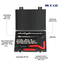 M8 x 1.25 Thread Repair Kit Stainless Steel Helicoil Insert cHigh-Speed Steel Used In Aerospace, Shipping, Machinery, etc.