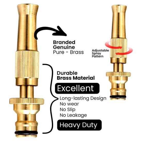 Brass Nozzle Water Spray Gun 1/2'' Water Hose Nozzles for Garden Hoses, Adjustable Function