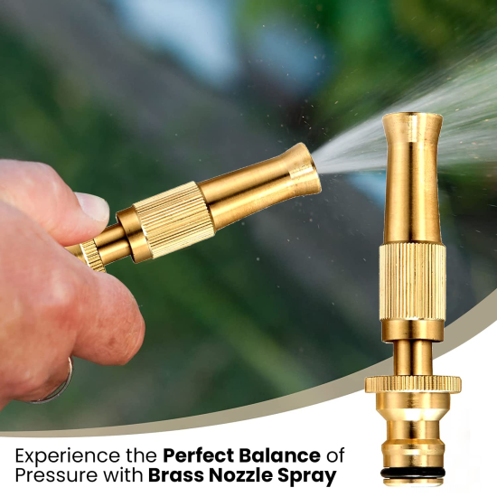 Brass Nozzle Water Spray Gun 1/2'' Water Hose Nozzles for Garden Hoses, Adjustable Function