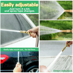 Brass Nozzle Water Spray Gun 1/2'' Water Hose Nozzles for Garden Hoses, Adjustable Function